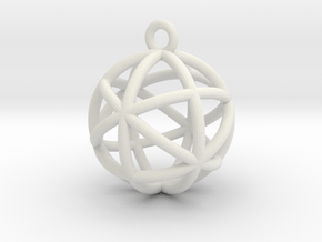 Planetary Merkaba Sphere Pendant 1" in White Natural Versatile Plastic