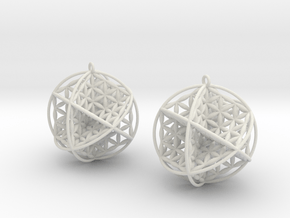 Ball Of Life Earrings 1.5" in White Natural Versatile Plastic