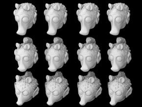 (Legion) 12x Rodian Heads in Smooth Fine Detail Plastic