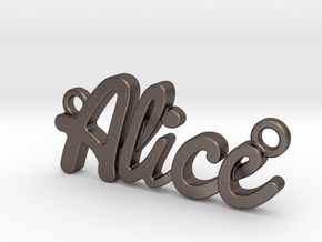 Name Pendant - Alice in Polished Bronzed-Silver Steel