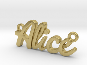 Name Pendant - Alice in Natural Brass