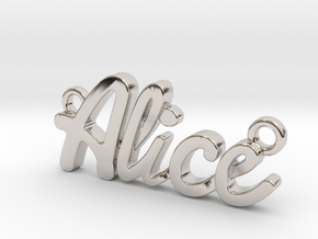 Name Pendant - Alice in Rhodium Plated Brass