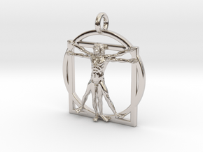 Vitruvian Man Small Pendant in Platinum