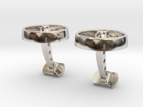 Turbine Cufflinks Model 2 in Rhodium Plated Brass