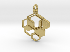 Bee Hive Pendant - Keychain in Natural Brass