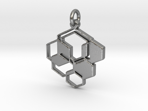 Bee Hive Pendant - Keychain in Natural Silver