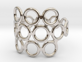 Round Bee Open 3S Ring in Rhodium Plated Brass: 10 / 61.5