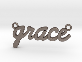 Name Pendant - Grace in Polished Bronzed-Silver Steel