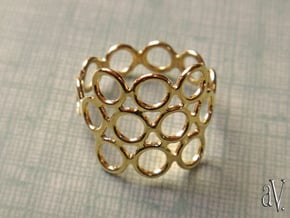 Round Bee Open 3S Ring in 14k Gold Plated Brass: 8 / 56.75
