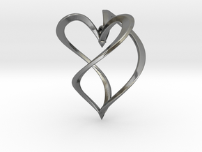 Earring heart in Polished Silver