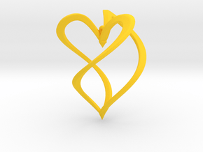 Earring heart in Yellow Processed Versatile Plastic