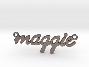 Name Pendant - Maggie in Polished Bronzed-Silver Steel