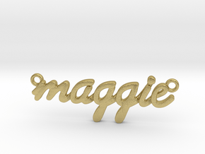 Name Pendant - Maggie in Natural Brass