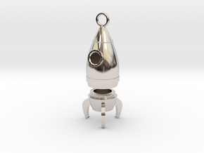 Rocket Pendant - Type-1A in Rhodium Plated Brass