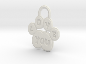 Love You Paw in White Natural Versatile Plastic