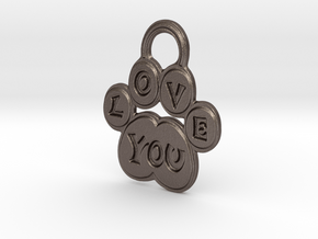 Love You Paw in Polished Bronzed-Silver Steel