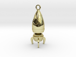 Bitcoin Rocket Pendant -- Type - 1B  in 18k Gold Plated Brass