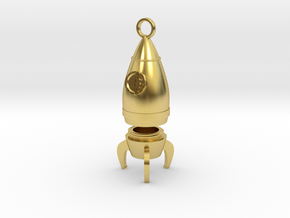 Bitcoin Rocket Pendant -- Type - 1B  in Polished Brass