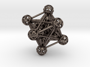 3D Metatron's Cube in Polished Bronzed Silver Steel