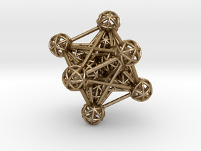 3D Metatron's Cube in Polished Gold Steel