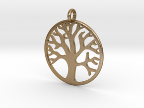 Tree Medallion in Polished Gold Steel