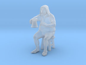 Bar patron, seated on stool. 1:48, 28/32mm scale. in Tan Fine Detail Plastic