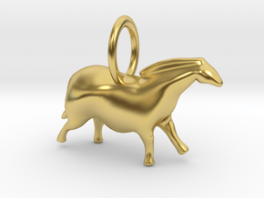 Paleolithic Horse Pendant - Archaeology Jewelry in Polished Brass