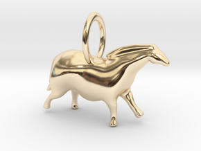 Paleolithic Horse Pendant - Archaeology Jewelry in 14K Yellow Gold