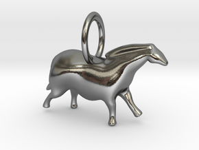 Paleolithic Horse Pendant - Archaeology Jewelry in Polished Silver