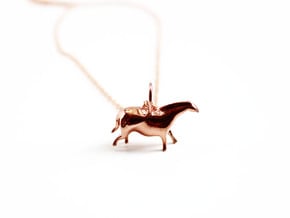 Paleolithic Horse Pendant - Archaeology Jewelry in 14k Rose Gold Plated Brass