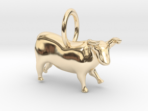 Paleolithic Bull Pendant - Archaeology Jewelry in 14k Gold Plated Brass