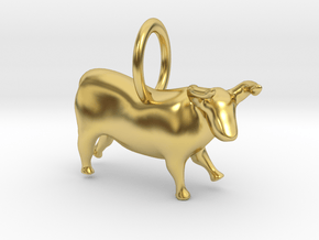 Paleolithic Bull Pendant - Archaeology Jewelry in Polished Brass