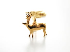 Paleolithic Reindeer Pendant - Archaeology Jewelry in 14k Gold Plated Brass