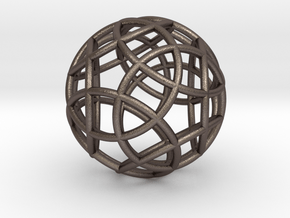 Twelve-Circle Sphere Pendant in Polished Bronzed-Silver Steel: Medium