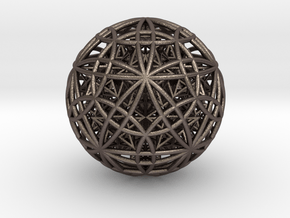 IcosaDodeca w/ Nested 14 Stellated Dodecahedrons in Polished Bronzed-Silver Steel