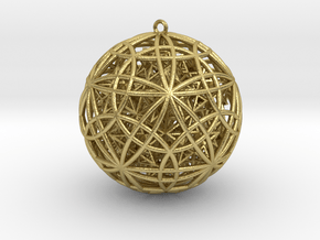 IcosaDodeca w/ Nest 14 Stel Dodecahedron Pendant in Natural Brass