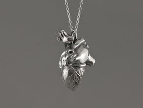 Annatomical Heart Pendant in Polished Silver