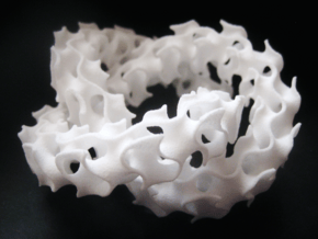 Trefoil Knot with Gyroid in White Natural Versatile Plastic