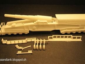 1/144 kurze Bruno German Railway Gun in White Natural Versatile Plastic