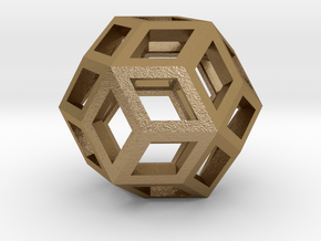 Rhombic Triacontahedron 4cm in Polished Gold Steel