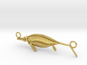 Ichthyosaur Necklace - Paleontology Jewelry in Polished Brass