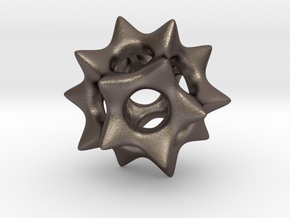 Dodecahedron Pendant Type A in Polished Bronzed-Silver Steel: Small