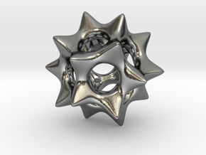 Dodecahedron Pendant Type A in Polished Silver: Small