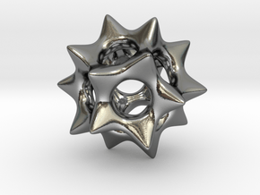 Dodecahedron Pendant Type A in Polished Silver: Medium