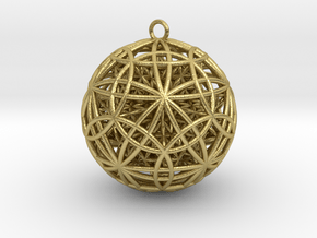IcosaDodecasphere w/ FOL Stel. Icosahedron Pendant in Natural Brass