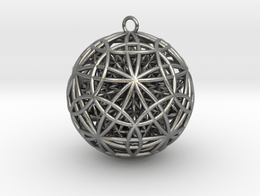 IcosaDodecasphere w/ FOL Stel. Icosahedron Pendant in Natural Silver