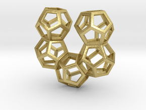 Dodecahedron Pendant Type B in Natural Brass: Small
