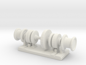 1/128 Scale Symmetrical-Hydraulic-Winch in White Natural Versatile Plastic