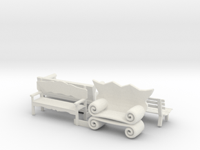 O Scale Benches in White Natural Versatile Plastic