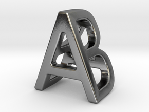 AB BA - Two way letter pendant in Polished Silver